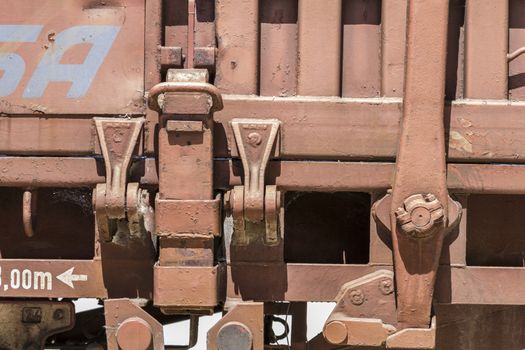 old freight train, metal machinery details