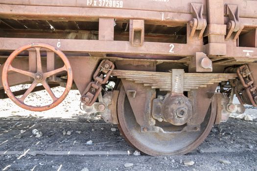 wheels, old freight train, metal machinery details