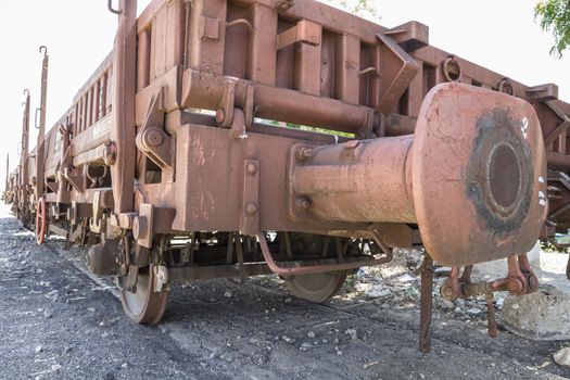 old freight train, metal machinery details