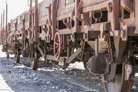 old freight train, metal machinery details