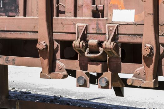 old freight train, metal machinery details