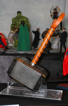 BANGKOK - MAY. 11: A Thor Hammer model in Thailand Comic Con 2014 on May 11, 2014 at Siam Paragon, Bangkok, Thailand.