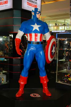 BANGKOK - MAY. 11: A Captain America model in Thailand Comic Con 2014 on May 11, 2014 at Siam Paragon, Bangkok, Thailand.