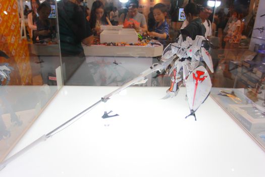 BANGKOK - MAY. 11: A Gundam model in Thailand Comic Con 2014 on May 11, 2014 at Siam Paragon, Bangkok, Thailand.