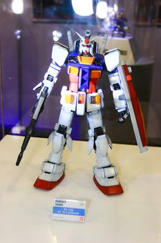 BANGKOK - MAY. 11: A Gundam model in Thailand Comic Con 2014 on May 11, 2014 at Siam Paragon, Bangkok, Thailand.