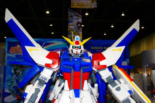 BANGKOK - MAY. 11: A Gundam model in Thailand Comic Con 2014 on May 11, 2014 at Siam Paragon, Bangkok, Thailand.