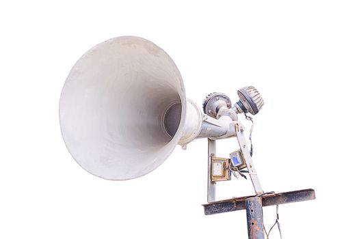 Old loudspeaker isolated on white background with clipping path