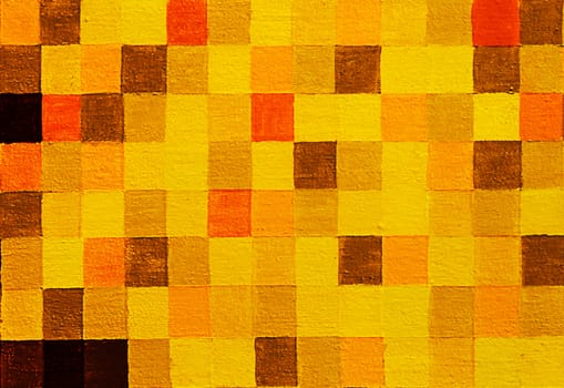 Abstract geometric Square pattern in yellow and orange colors paint background 