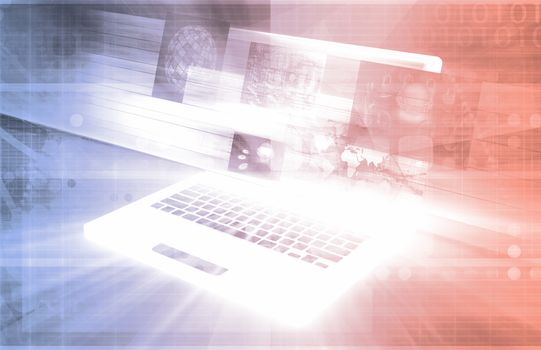 Computer Technology with Laptop and Digital Art