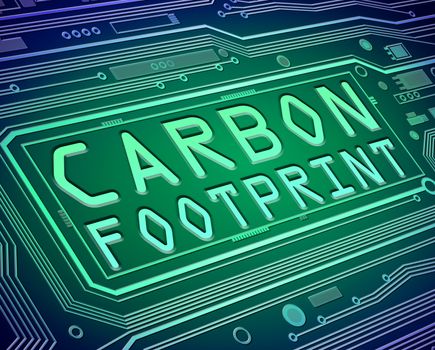Abstract style illustration depicting printed circuit board components with a carbon footprint concept.
