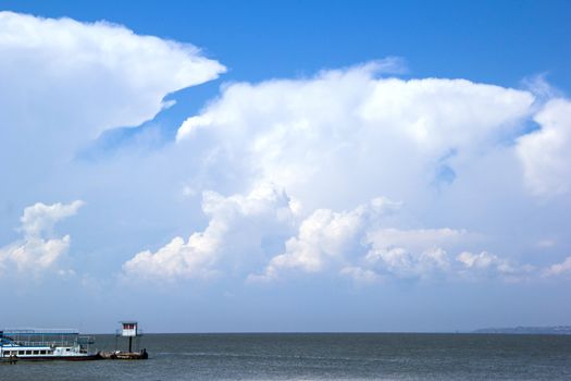 landscape with river, sky and clouds