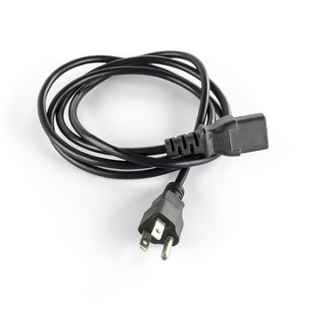 computer power plug cable on a white background