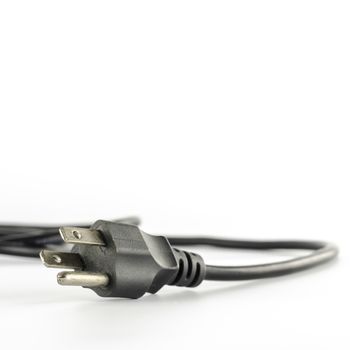 computer power plug cable on a white background