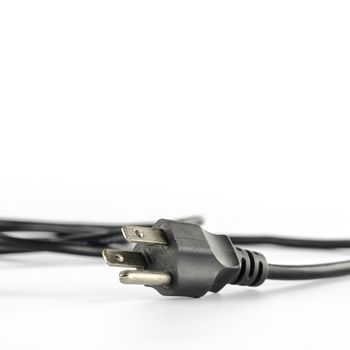 computer power plug cable on a white background