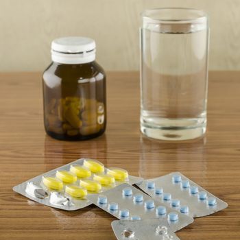 many pills to eat with water drinking concept time to take care your self