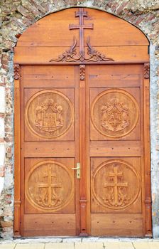 Big door in old brick church