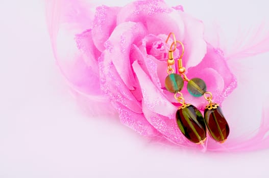 earring in pink rose