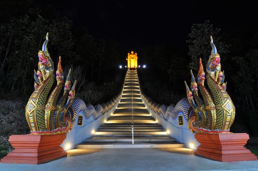 Naga stairs at Wat DoiSuppunyoo, MaeWang District,Chiangmai,Thailand