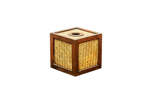 Tissue paper box  isolated made by basketry bamboo  On white background