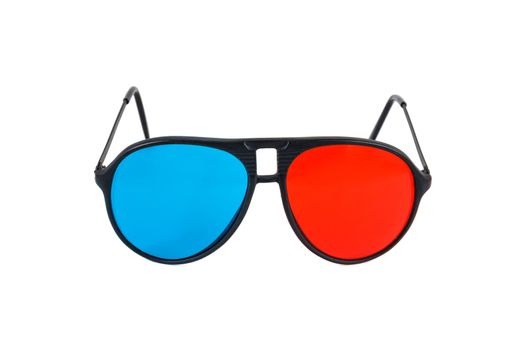 Red and Blue 3D glasses isolated on white background with clipping path