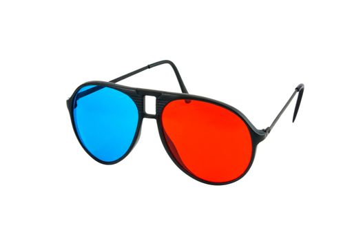 Red and Blue 3D glasses isolated on white background with clipping path