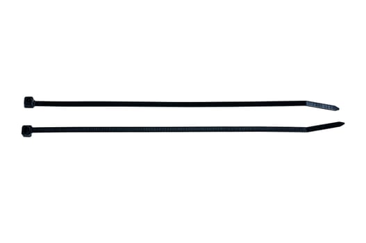 Black cable tie on white background with clipping path