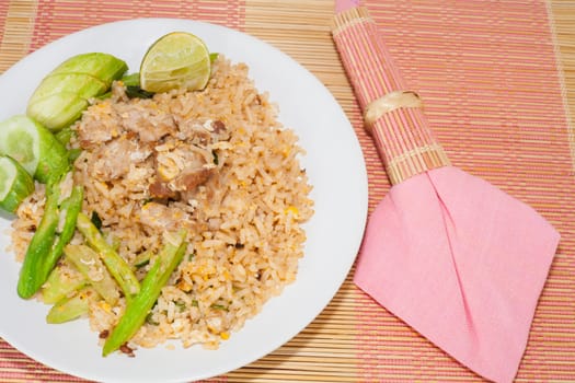 fire rice with thai style on the table