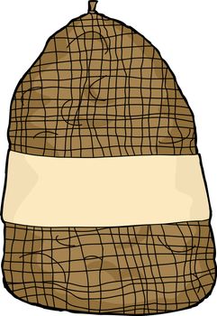 Isolated cartoon of potato sack with blank label
