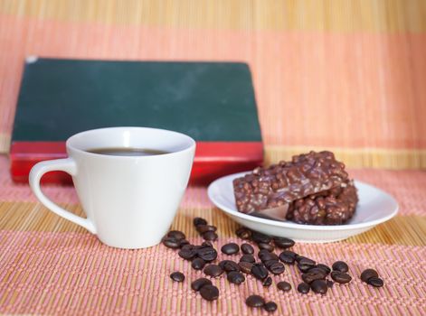 Cup of hot drink with coffee beam's