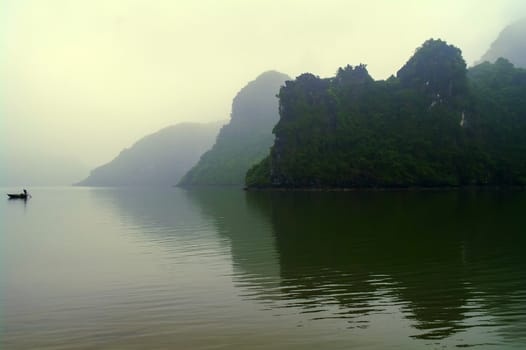 Morning and Rocks.  Ha Long Bay, Vietnam.