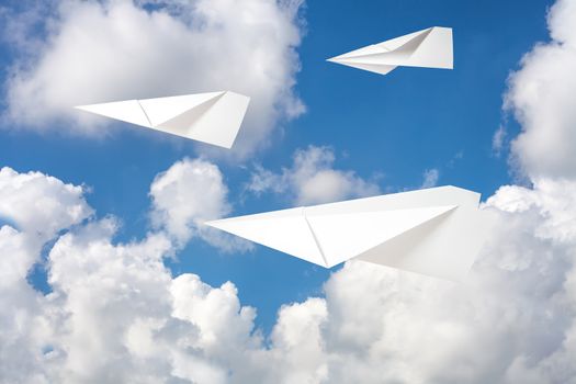 aircraft paper on blue sky cloudy