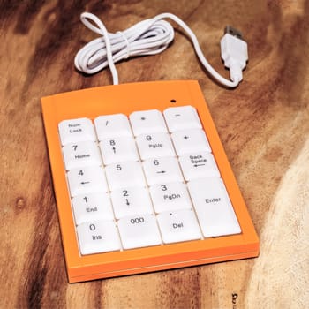 number on keypad in wood