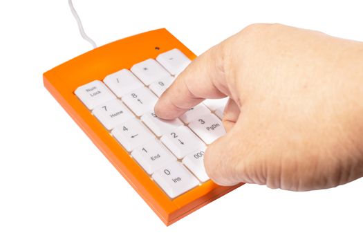 hand push number on keypad isolate