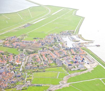 Historic island of Marken, The Netherlands from above