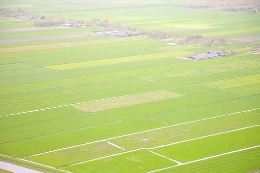 Dutch farm landscape from above, The Netherlands