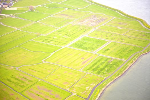 Dutch farm landscape from above, The Netherlands