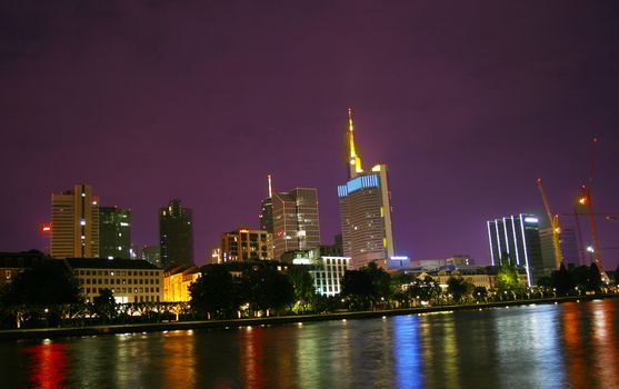 FRANKFURT AM MAIN, GERMANY, MAY The 1st 2014: Banking district in  Frankfurt am Main by night, Germany, Europe. Picture taken on May the 1st 2014.