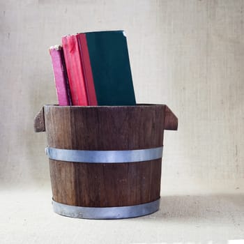 A Stack of old antique books.