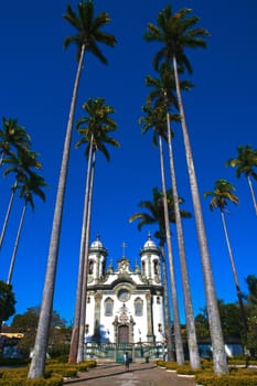view of a church of the typical town of Sao Joao del Rey in Minas Gerais state Brazil