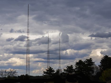 Radio and Television towers against a stormy sky