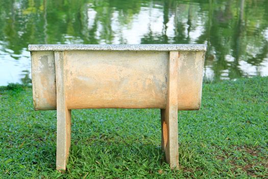 Cement bench on the garden