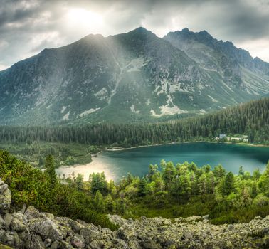 mountain landscape with pond, High Tatras, Slovakia