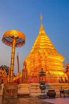 Pagoda at Wat Phra That Doi Suthep, Chiang Mai, Thailand.