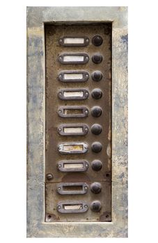 Detail of the old and damaged doorbells