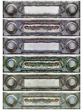 Painting of the various old doorbells - mixed media