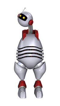 3D digital render of a funny robot isolated on white background