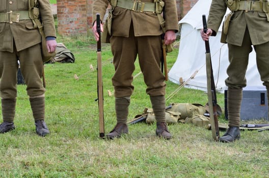 Three soldiers standing