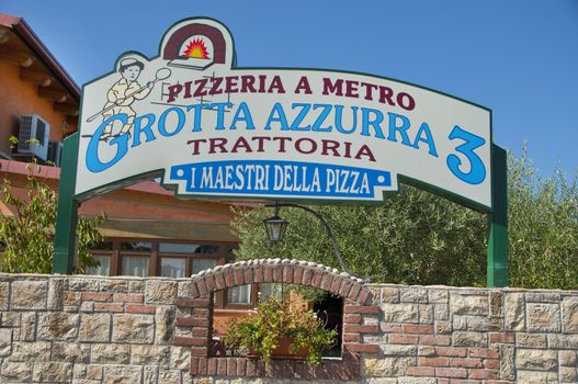 Welcome Trattoria sign. Verona, Italy
