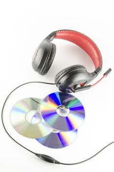 headphone and cd on a white background