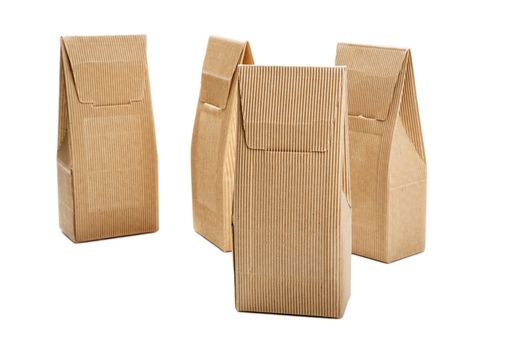 boxes from the goffered cardboard isolated on a white background
